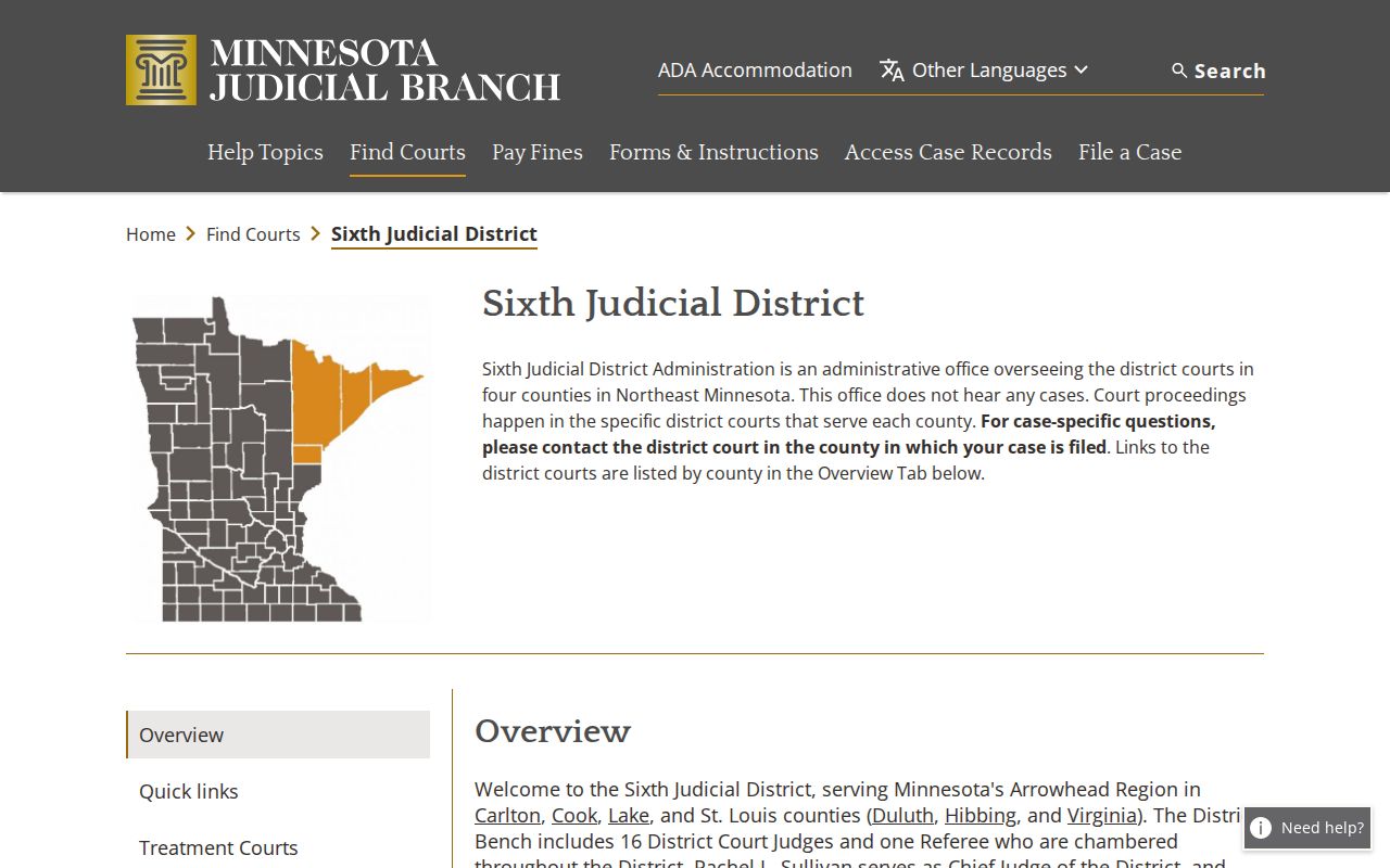 St. Louis County warrant search court locations across the Sixth Judicial District