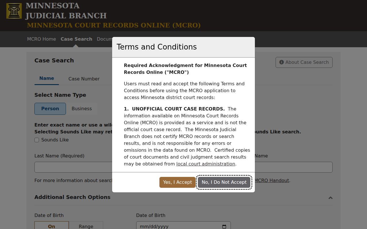 St. Louis County active warrant case details in the Minnesota Court Records Online search