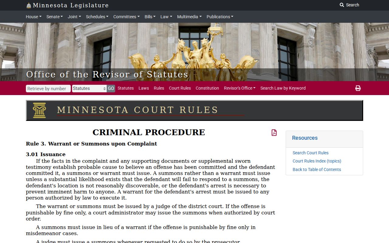 St. Louis County arrest warrant probable cause complaint rule